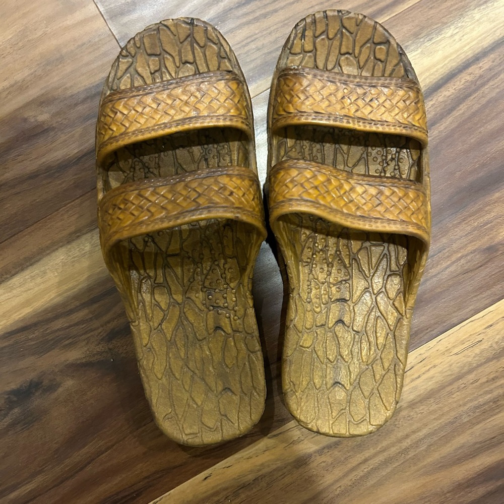 Brown Woven Slide Sandals